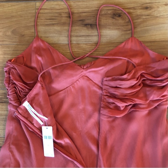 Anthropologie Red Satin Slip Mini Dress New 12 - Picture 11 of 16